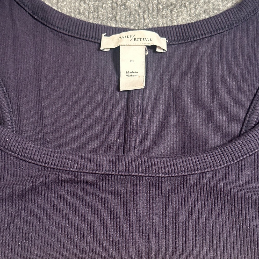 Daily Ritual Long Ribbed Racerback Tank Maxi Dress Medium Dark Blue - Picture 5 of 6